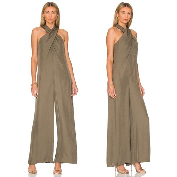 Theory | Halter Jumpsuit in Willow Army Green Brand New with Tags ~ US 12 - Picture 7 of 14